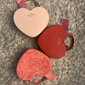 Kate Spade’s Loveshack Heart Purses Red, Pink & Fuzzy Pink